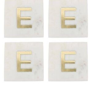 Set of‎ 4 Marble Drink Coasters monogram gold new